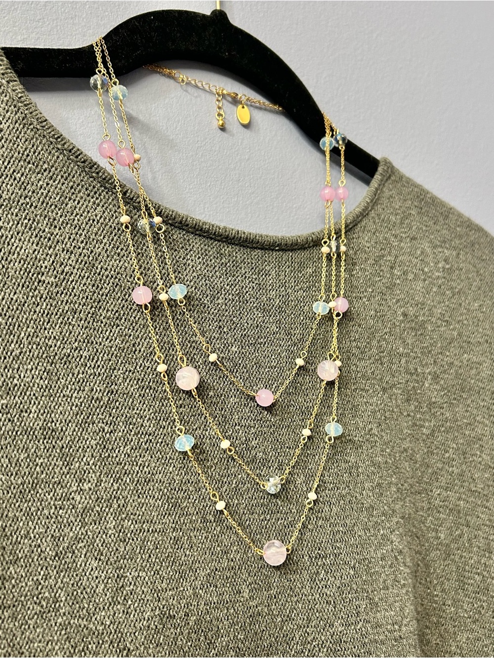 Multi-Strand Pastel Bead Necklace